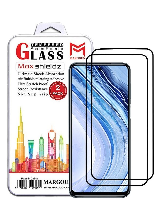 MARGOUN 2 Pack For Xiaomi Redmi Note 9 Pro Max Screen Protector Tempered Glass Full Glue Back Side Black - Image 1
