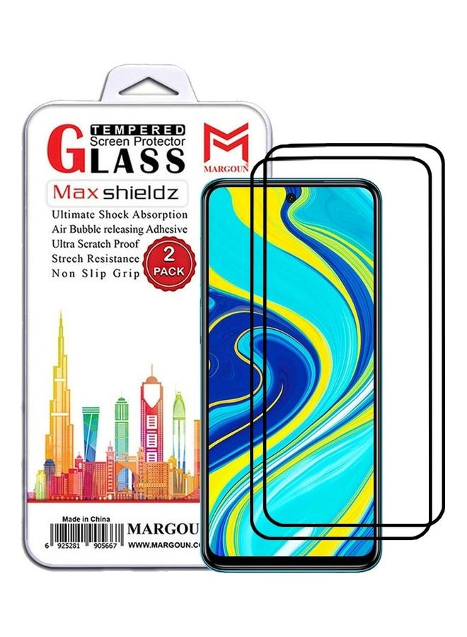 MARGOUN 2 Pack For Xiaomi Redmi Note 9S Screen Protector Tempered Glass Full Glue Side Black - Image 1