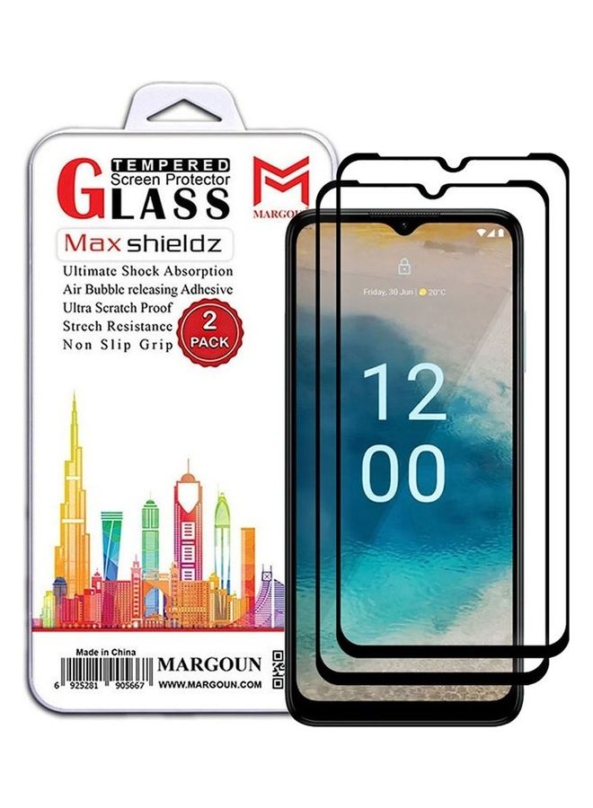 MARGOUN 2 Pack For Moto G22 Screen Protector Tempered Glass Full Glue Back Black Side - Image 1