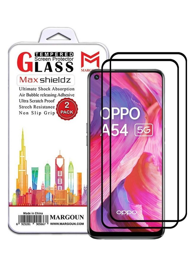 MARGOUN 2 Pack For Oppo A54 5G Screen Protector Tempered Glass Full Glue Back Black Side - Image 1