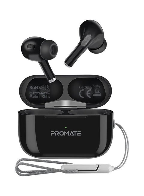 True Wireless Bluetooth Earbuds, Premium Touch Control Bluetooth v5.3 EarPods with 30H Playback Time, Built-In Mic, Comfort-Fit and Built-In Lanyard, Harmoni-Pro Black