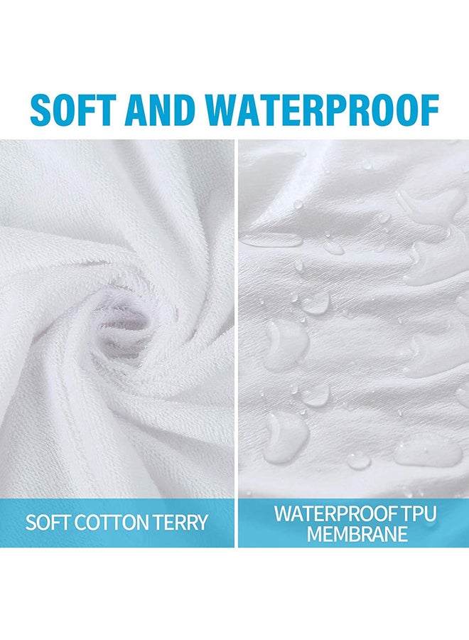 Hotel Linen Klub - 100% Waterproof Mattress Protector - Cotton Terry White, Ultra Soft Fitted Bed Protector, 180x200cm Cotton White - Image 1