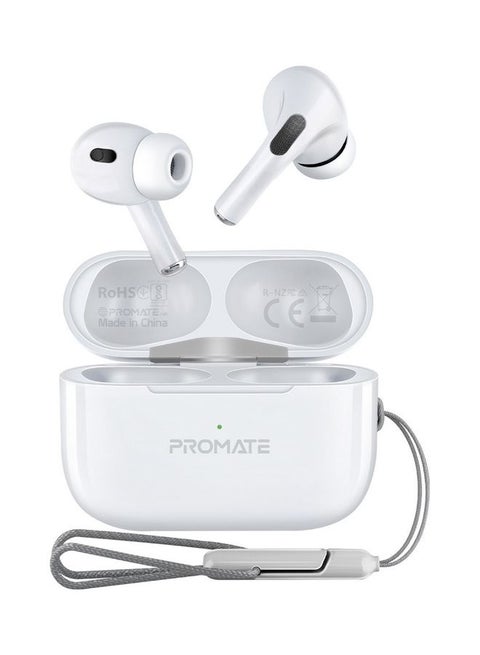 True Wireless Bluetooth Earbuds, Premium Touch Control Bluetooth v5.3 EarPods with 30H Playback Time, Built-In Mic, Comfort-Fit and Built-In Lanyard, Harmoni-Pro White