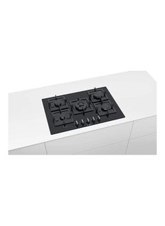 BOSCH Built In Hub Series 6 75 Cm Tempered Glass 5 Separated Burners Pan Supports Elongated Cast Iron With Rubber Feet Double Crown Middle Burner Nine Precisely Defined Power Levels PPQ7A6B20 Black  - Image 2