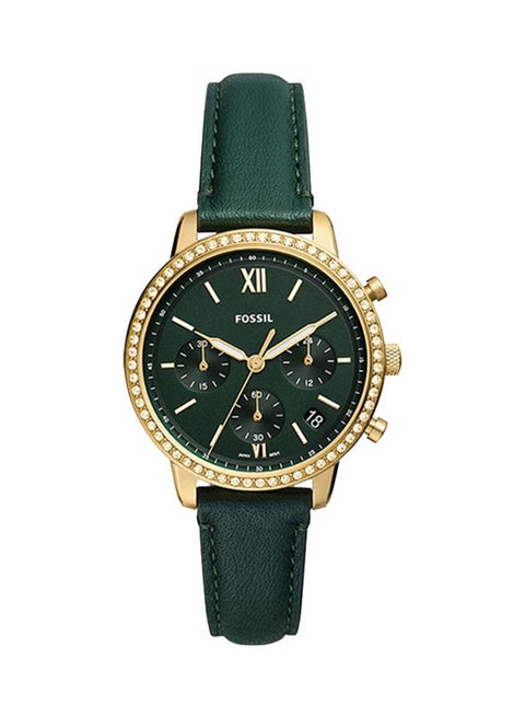 Women's Analog Round Shape Leather Wrist Watch ES5239 - 36 Mm