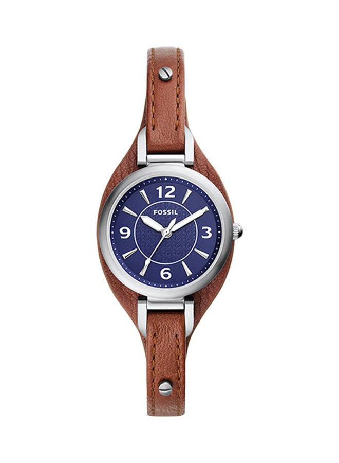 FOSSIL Women's Analog Round Shape Leather Wrist Watch ES5205 - 28 Mm  - Image 1