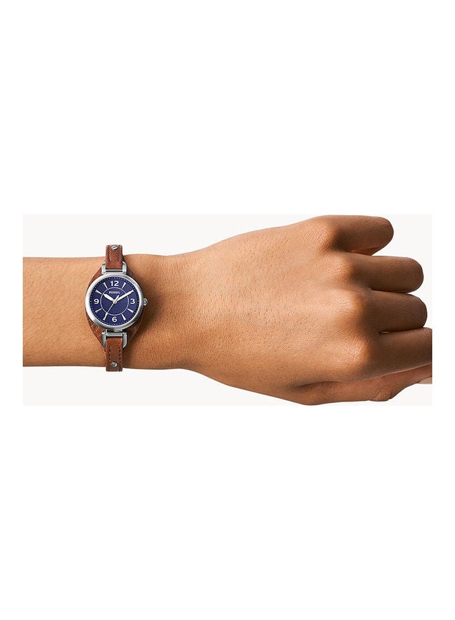 FOSSIL Women's Analog Round Shape Leather Wrist Watch ES5205 - 28 Mm  - Image 4