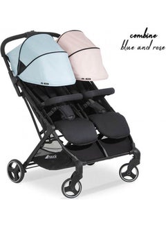 hauck Sun Canopy For Double Pushchair Swift X Duo, Upf 50 +, 3 Zones With Ventilation Outlets, Individual Summer Look, Easy To Install - Blue  - Image 2