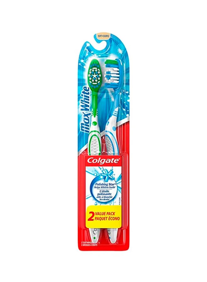 Colgate Pack Of 2 Max White Whitening Multipack Toothbrush Multicolour - Image 1