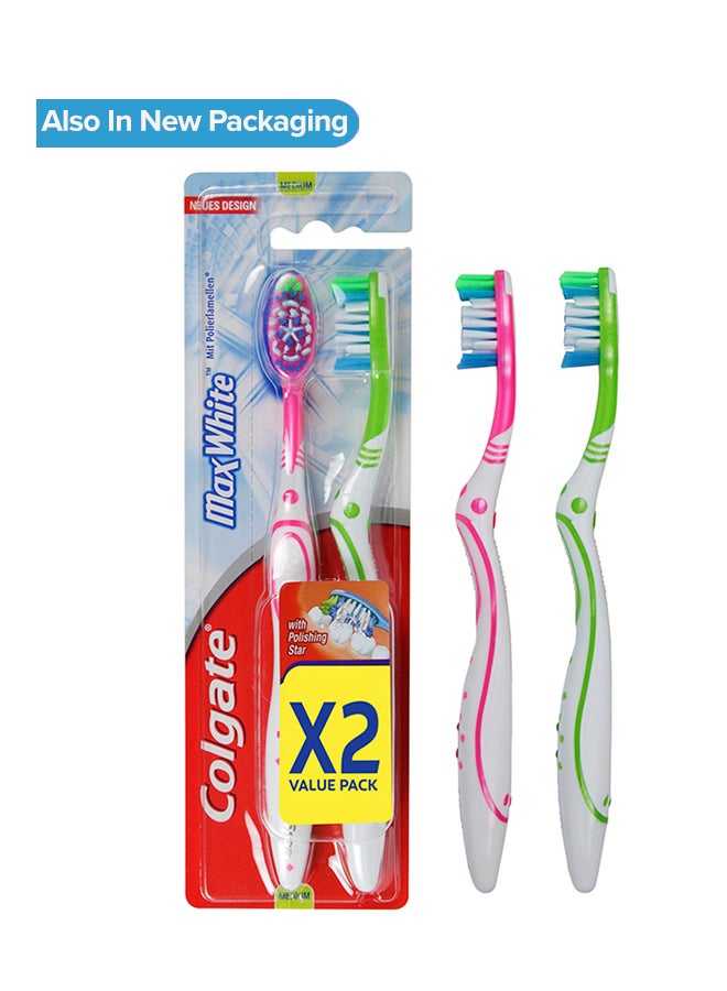 Colgate Pack Of 2 Max White Whitening Multipack Toothbrush Multicolour - Image 2
