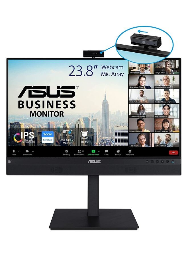 ASUS 23.8 Inch 1080P Video Conferencing Monitor - Full Hd, Ips, Built-In Adjustable 2Mp Webcam, Ai Noise-Canceling Mic, Eye Care, Usb-C Docking, Rj45, Height Adjustable, Hdmi, Zoom Certified Black - Image 2