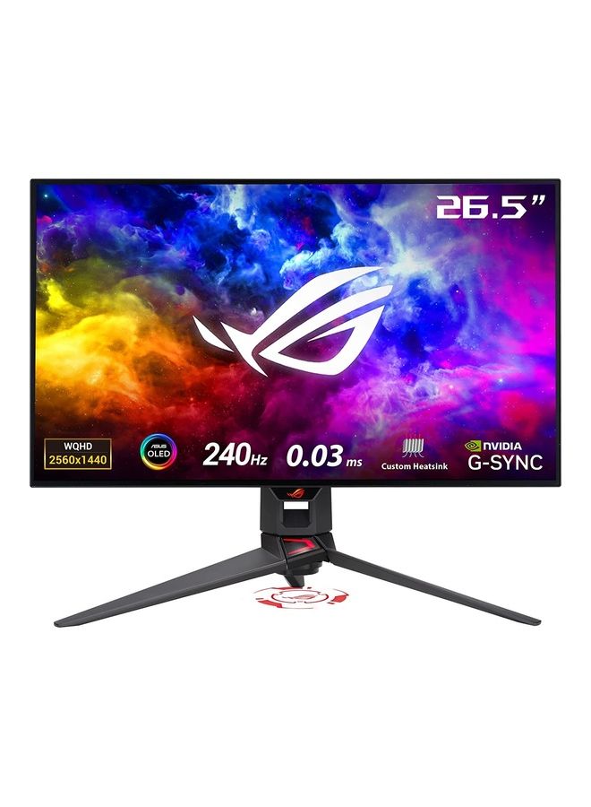 ASUS - 27 inch ROG Swift OLED Gaming Monitor, QHD 240Hz OLED Display, 0.03ms Response Time, 10 bit Colors, FreeSync Premium & G-SYNC , 2xHDMI V2, 1x DP 1.4, 2x USB 3.2 Gen 1 |PG27AQDM | 90LM08Q0-B01A70 Black - Image 1