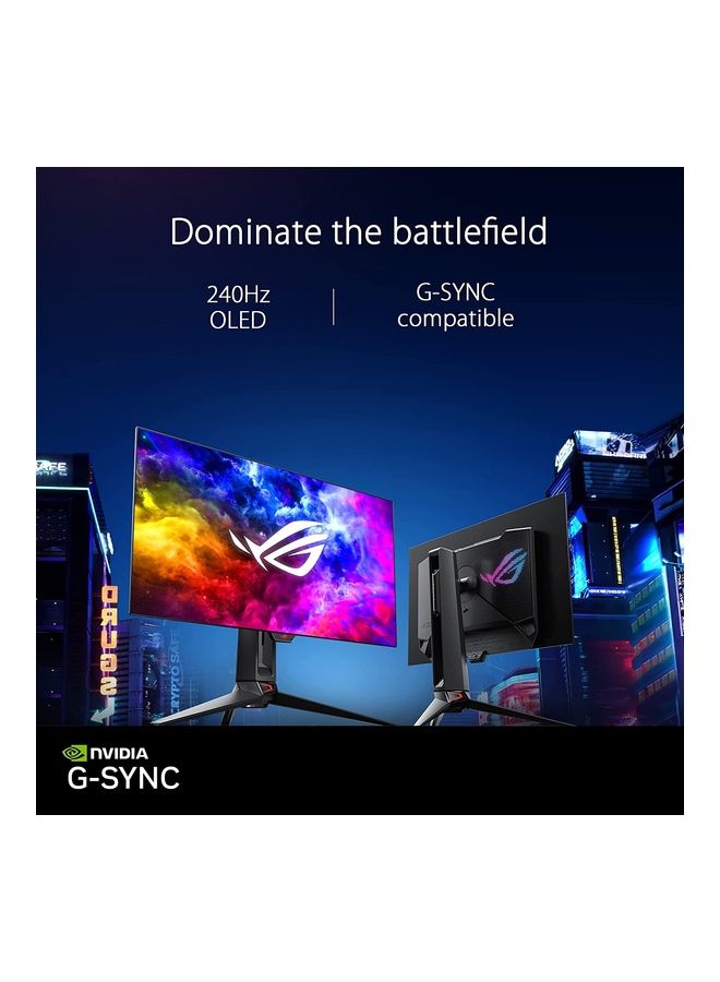 ASUS - 27 inch ROG Swift OLED Gaming Monitor, QHD 240Hz OLED Display, 0.03ms Response Time, 10 bit Colors, FreeSync Premium & G-SYNC , 2xHDMI V2, 1x DP 1.4, 2x USB 3.2 Gen 1 |PG27AQDM | 90LM08Q0-B01A70 Black - Image 1