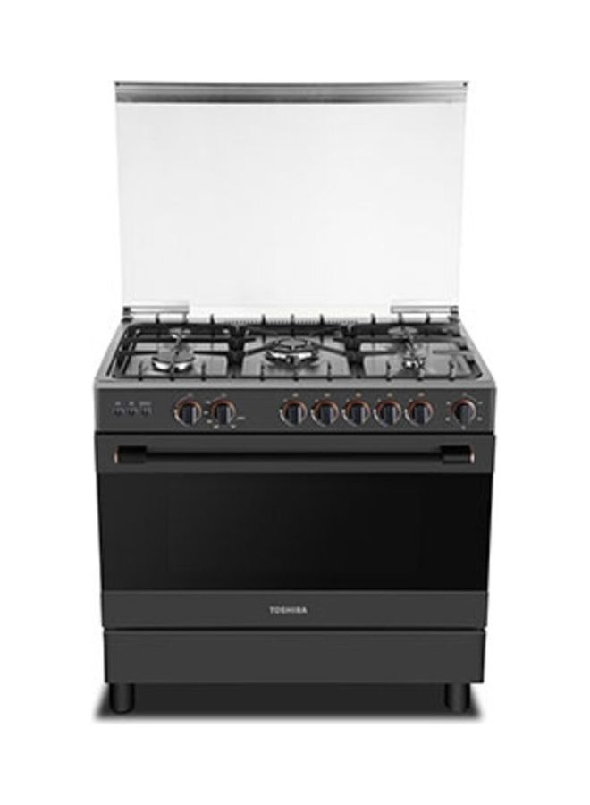 Toshiba 90 x 60 Cm Gas Range, 5 Burner With Fan Oven Size Italian TBA36LMG5G089KS Black silver - Image 2