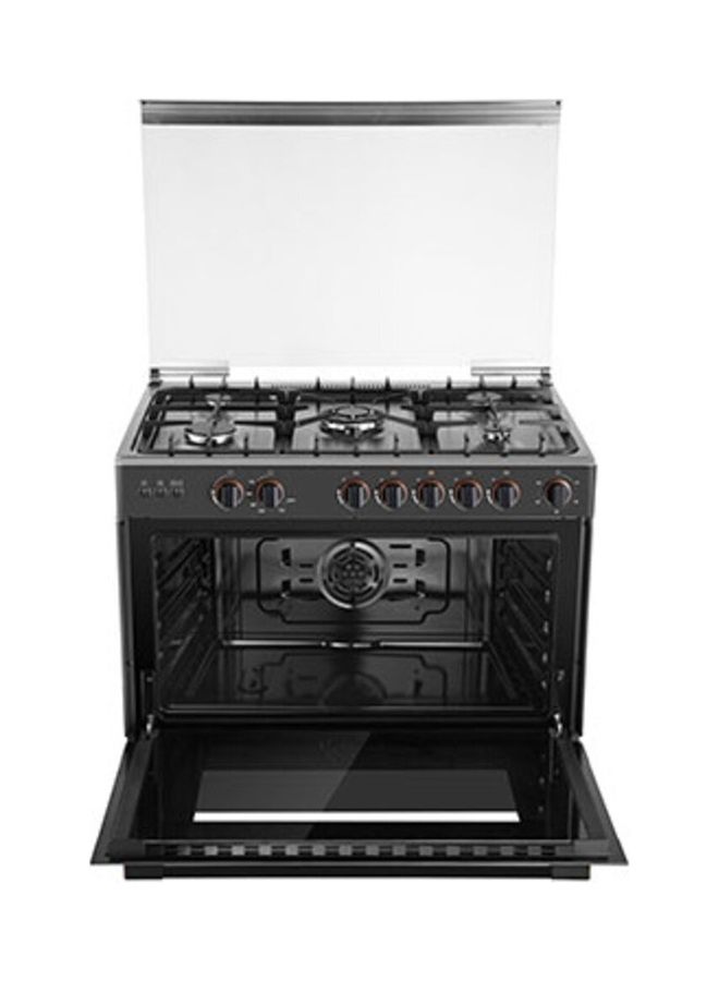 Toshiba 90 x 60 Cm Gas Range, 5 Burner With Fan Oven Size Italian TBA36LMG5G089KS Black silver - Image 3