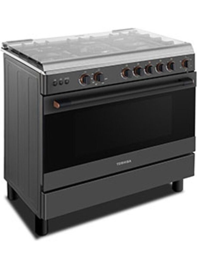 Toshiba 90 x 60 Cm Gas Range, 5 Burner With Fan Oven Size Italian TBA36LMG5G089KS Black silver - Image 4