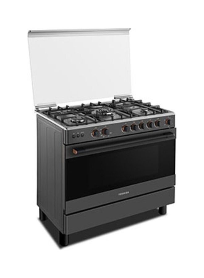Toshiba 90 x 60 Cm Gas Range, 5 Burner With Fan Oven Size Italian TBA36LMG5G089KS Black silver - Image 5