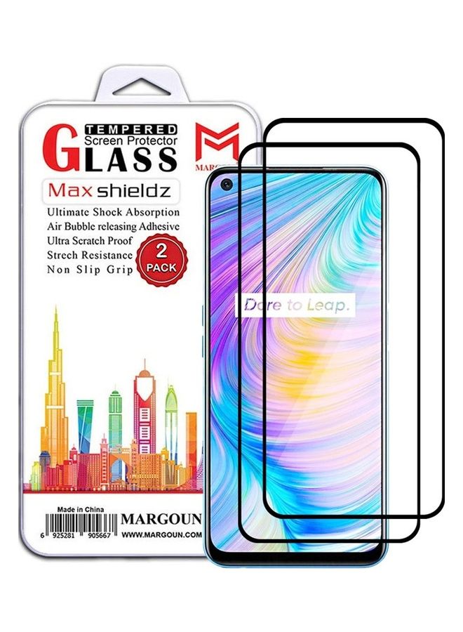 MARGOUN 2 Pack For Realme Q2 Screen Protector Tempered Glass Full Glue Back Side Black - Image 1