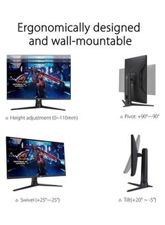 أسوس شاشة ألعاب Rog Strix مقاس 27 بوصة بدقة 1440 بكسل، Qhd 2560 x 1440، Fast Ips، 300 هرتز، 1 مللي ثانية، متوافقة مع G-Sync، Freesync Premium Pro، مزامنة ضبابية الحركة المنخفضة للغاية، منفذ العرض، Display Hdr 600  - Image 3