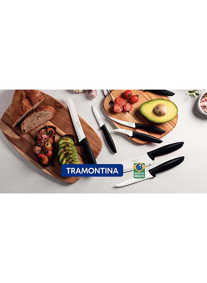 TRAMONTINA - Plenus 9-Piece Knife Set with Stainless Steel Blades and Black Polypropylene Handles Silver/Black 7inch - Image 1