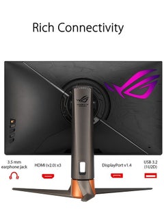أسوس شاشة ألعاب PG27AQN Rog Swift 360 هرتز 27 بوصة 1440 بكسل HDR - Qhd 2560 x 1440، Fast Ips، 1Ms، G-Sync، العناية بالعين، Hdmi، Displayport، USB، تصميم مريح، قابل للتركيب على الحائط Vesa، HDR 10، Display Hdr 600  - Image 3