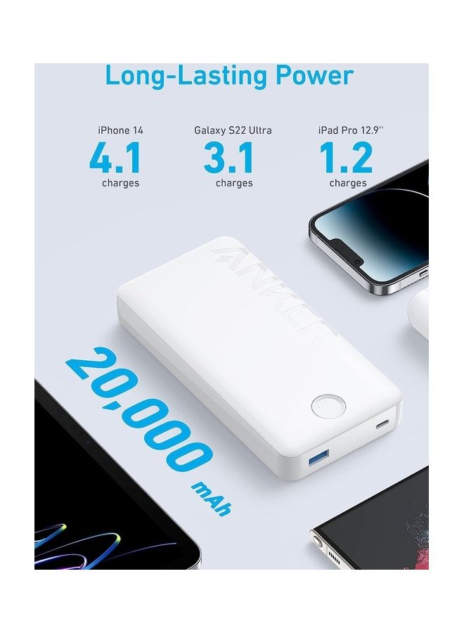 Anker 20000 mAh Power Bank, 325 Portable Charger (PowerCore 20K II), 20,000mAh Battery Pack with 2-Port, 15W High-Speed Charging for iPhone 16/15/14 Series, Samsung, Huawei, Xiaomi, iPad, Vivo, Oppo and More White  - Image 2