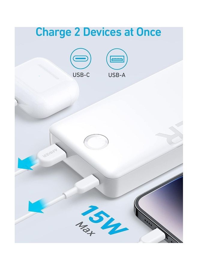 Anker 20000 mAh Power Bank, 325 Portable Charger (PowerCore 20K II), 20,000mAh Battery Pack with 2-Port, 15W High-Speed Charging for iPhone 16/15/14 Series, Samsung, Huawei, Xiaomi, iPad, Vivo, Oppo and More White  - Image 5