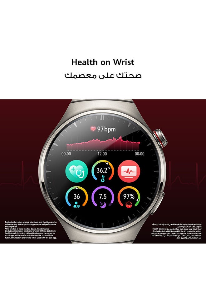 HUAWEI - WATCH 4 Pro Smartwatch, Spherical Sapphire Glass, Health at a Glance, eSIM Cellular calling, Fresh-new Activity Rings, 21-Day Battery Life, ECG Analysis, Compatible with Andriod & iOS, Titanium Silver - Image 1