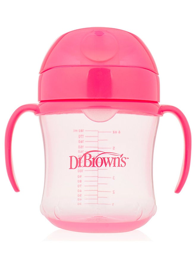 دكتور براونز كوب انتقالي ذو فوهة ناعمة بمقابض، 6 أونصة/180 مل، لعمر 6 أشهر فما فوق، عبوة من قطعة واحدة - ديكور وردي - Image 2