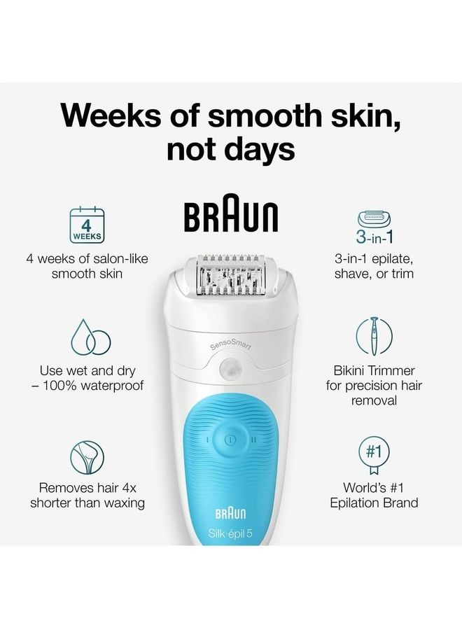 براون ماكينة إزالة الشعر Silk-épil، لإزالة الشعر للنساء، ماكينة حلاقة وماكينة تشذيب البكيني، لاسلكية، قابلة لإعادة الشحن، جافة ورطبة - Image 5