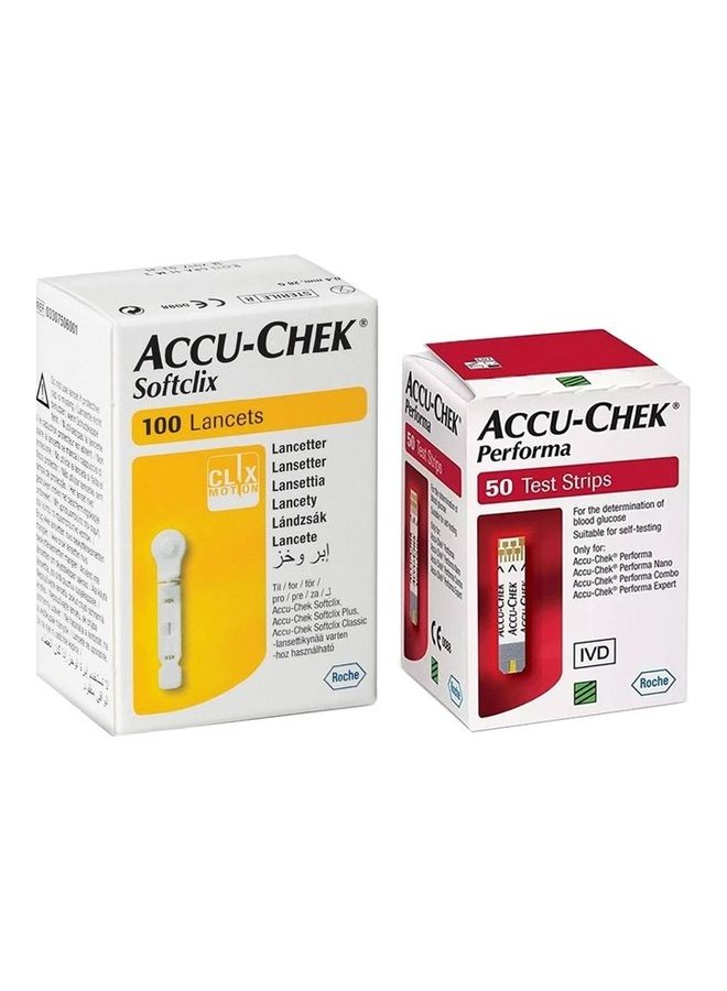 ACCU-CHEK Performa Blood Sugar Test Strips 50's + Softclix Lancets 100's  - Image 2