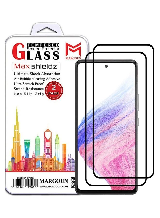 MARGOUN 2 Pack For Samsung Galaxy A53 5G Screen Protector Tempered Glass Full Glue Back Black Side - Image 1