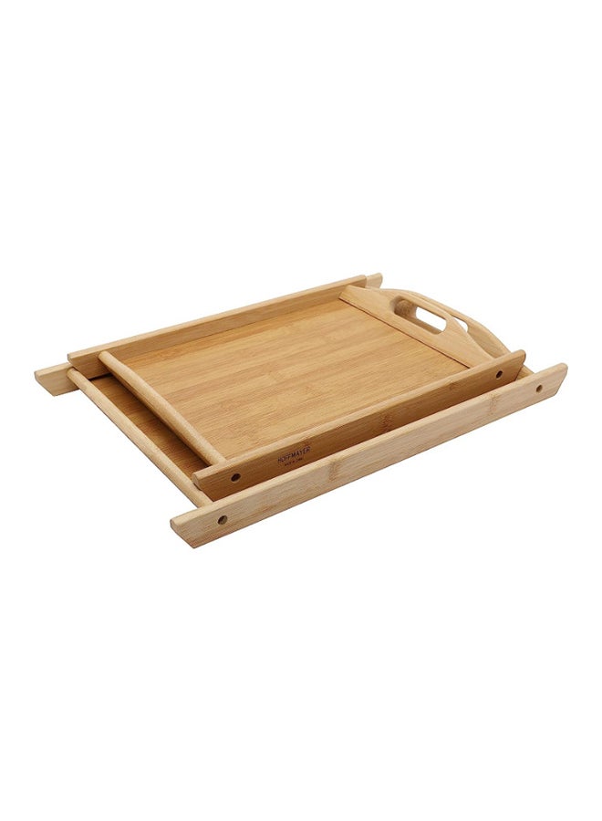 hoffmayer 2-Piece Bamboo Tray Set Brown 37x5x26cm - Image 2