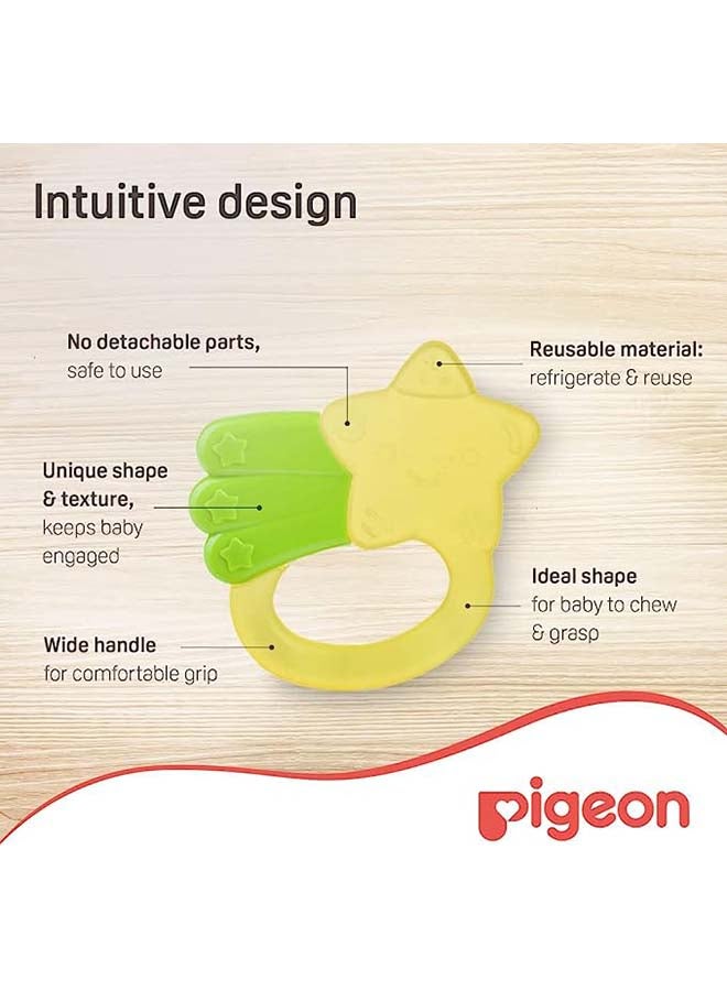 pigeon - Soft Naturally Shaped Star Designed Cooling Wide Handle Teether , Cool To Sooth 4+Months - Image 1
