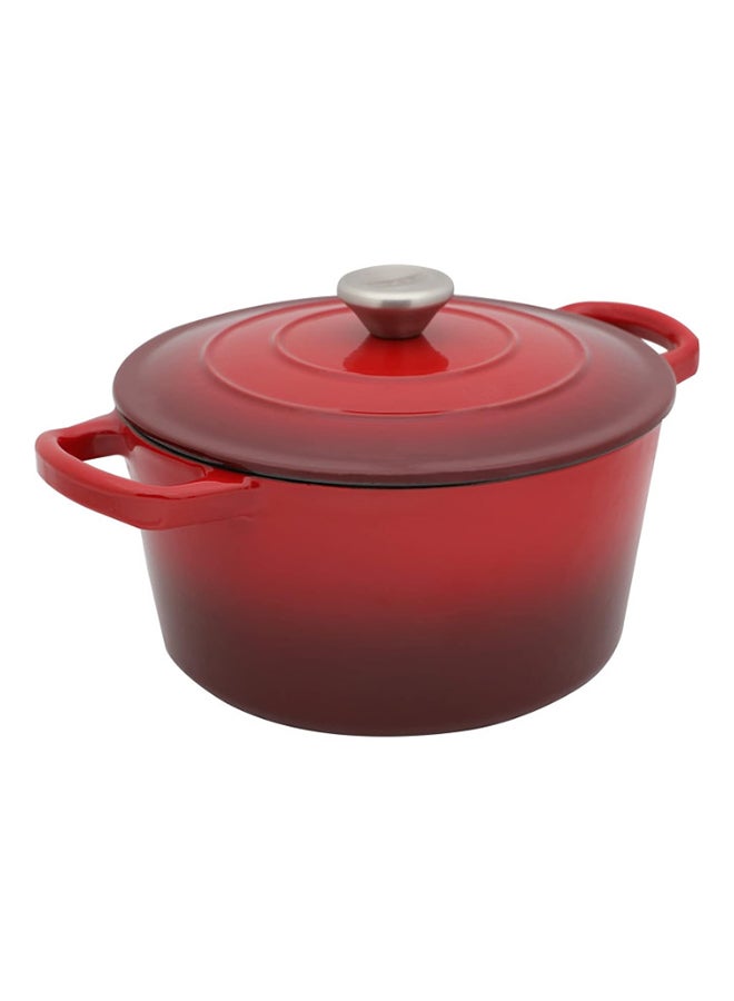 PROCILA - Cast Iron Round Casserole Red 22.2cm - Image 1