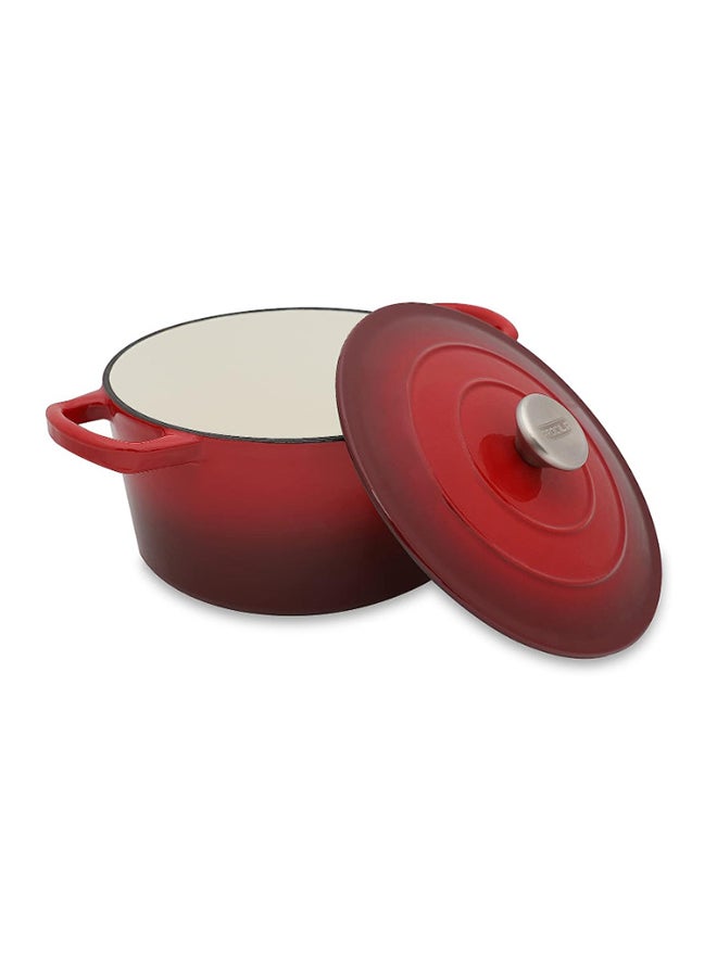 PROCILA - Cast Iron Round Casserole Red 22.2cm - Image 1