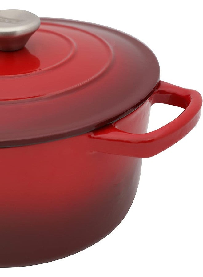 PROCILA - Cast Iron Round Casserole Red 22.2cm - Image 1