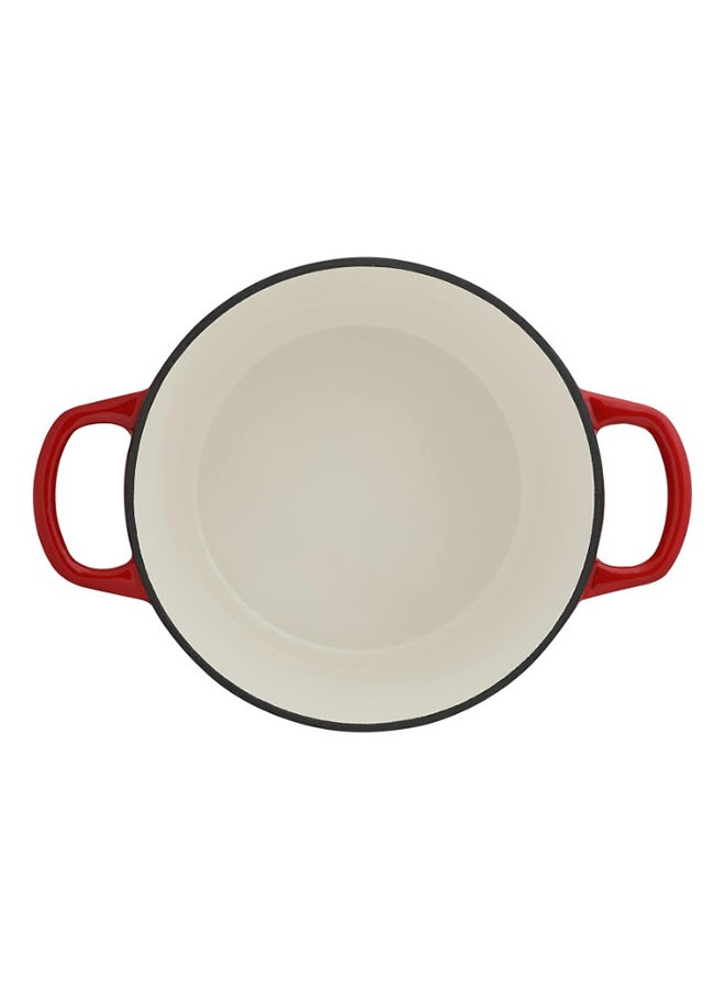 PROCILA - Cast Iron Round Casserole Red 22.2cm - Image 1