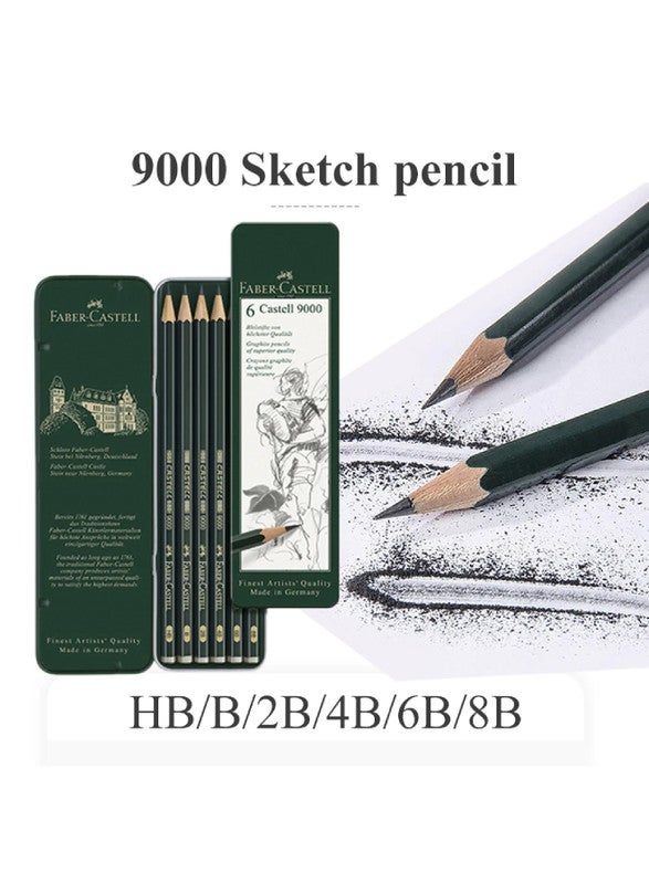 FABER-CASTELL - 6-Piece Castell 9000 Pencils Green - Image 1