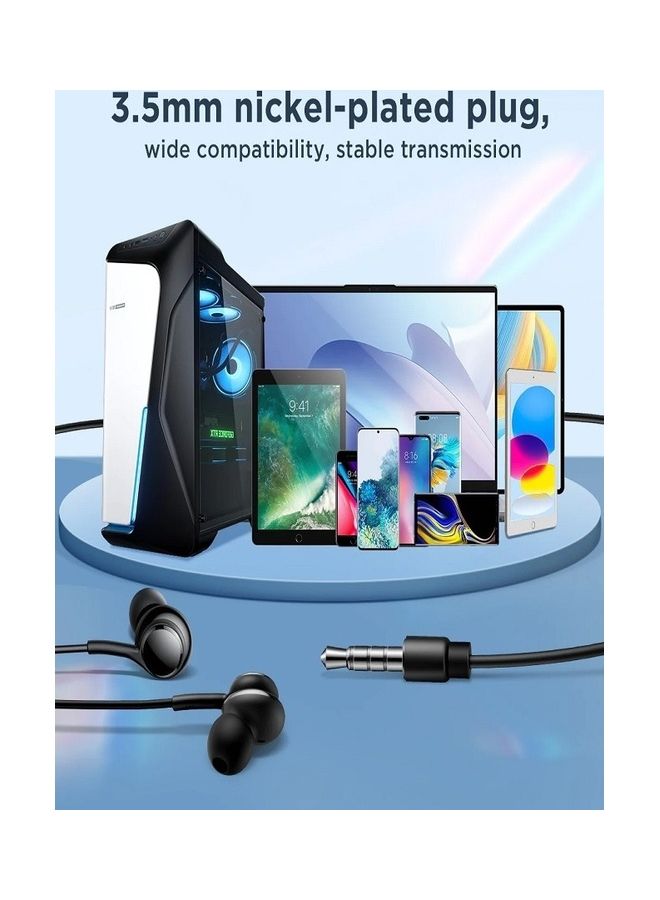 JOYROOM 3.5Mm Wired In-Ear Headphones, Deep And Powerful Pure Bass Sound, Button Remote/Mic, Tangle-Free Flat Cable, Ultra Comfortable Fit 1.2M Black  - Image 4