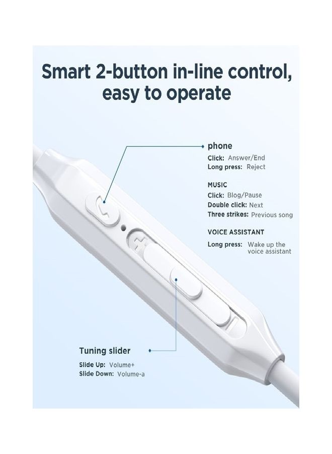 JOYROOM - 3.5Mm Wired In-Ear Headphones, Deep And Powerful Pure Bass Sound, Button Remote/Mic, Tangle-Free Flat Cable, Ultra Comfortable Fit 1.2M White - Image 1