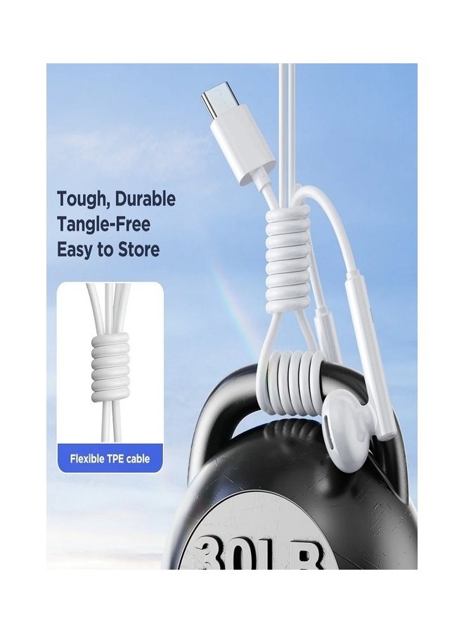JOYROOM - In-Ear Type C Headphones Wired Earphones With Microphone Usb-C Sound Noise Isolating Compatible New Ipad Mini 6, Ipad Pro, Galaxy S23/S22, S23Ultra, Ipad Air 5 White - Image 1