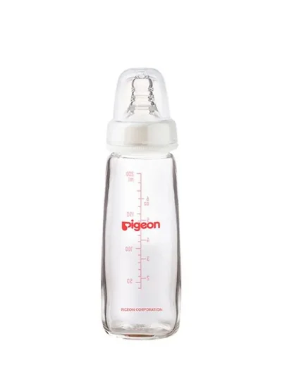 pigeon Peristaltic Nipple Glass Feeding Bottle, 200ml