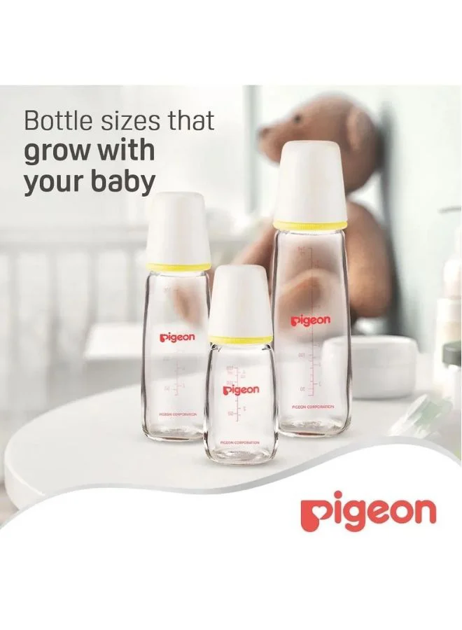 pigeon Peristaltic Nipple Glass Feeding Bottle, 200ml