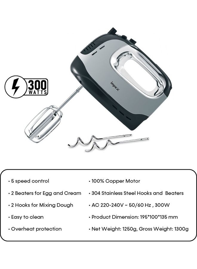 خلاط يدوي بخمس سرعات مزود بوظيفة التربو بقدرة 300.0 وات HM 3301 أسود/فضي 300 W HM 3301 - v1686904322/N53414491A_5