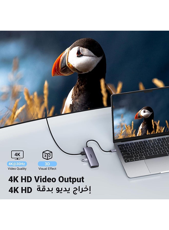 محور 6 في 1 USB C إلى HDMI محطة إرساء USB-C مع 4K HDMI، فتحة قارئ بطاقة SD TF،USB 3.0 متوافقة مع أيفون 15، ماك بوك برو/ إير، جالاكسي S23، آيباد برو 2021 فضي - v1686905293/N46345068A_2