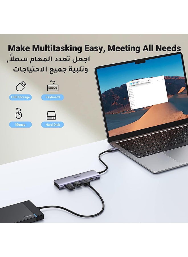 محور 6 في 1 USB C إلى HDMI محطة إرساء USB-C مع 4K HDMI، فتحة قارئ بطاقة SD TF،USB 3.0 متوافقة مع أيفون 15، ماك بوك برو/ إير، جالاكسي S23، آيباد برو 2021 فضي - v1686905293/N46345068A_4