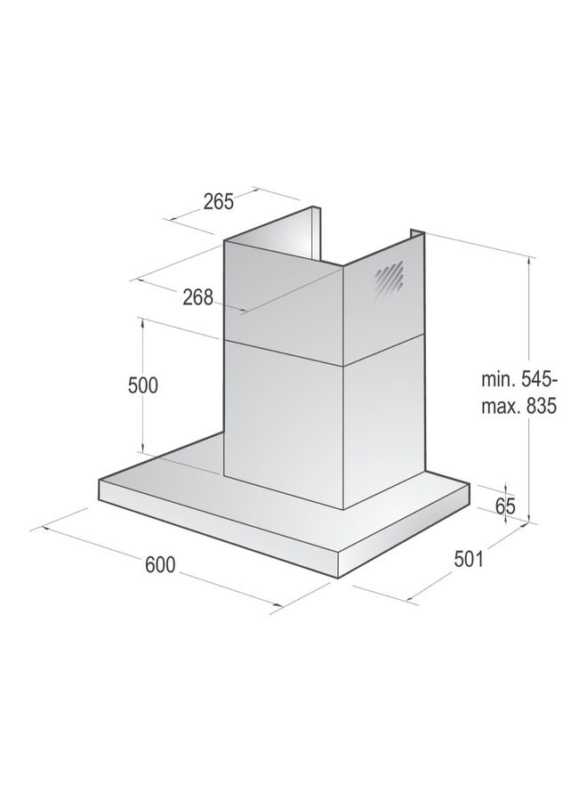 Gorenje - T- Shape Hood 60 Cm, Air Extraction 298 M³/H, 3 Speed Level, Mechanical Control, PWHT628EX Silver - Image 1