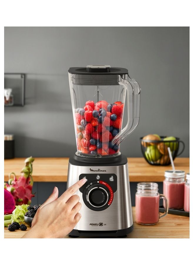 Moulinex - Blender | PerfectMix |High Speed  Blender Smoothie Maker | Mixer | Powelix Life Technology for fast Results | Light and Unbreakable Jar | Powerful Blending | InspiringApp |600 ml on the go bottle | 2 Years Warranty 2 L 1200 W LM88HD27 Silver - Image 1