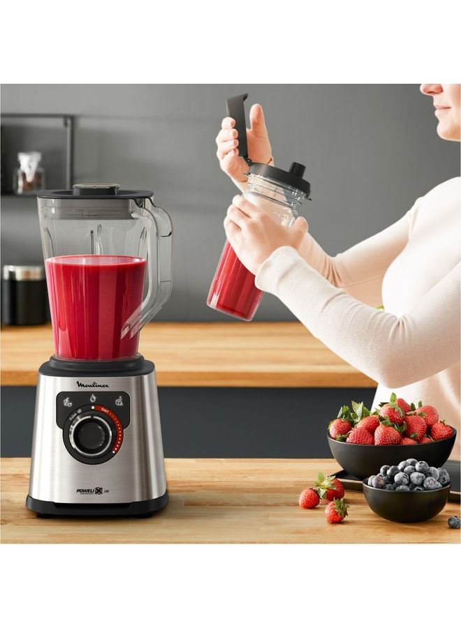 Moulinex - Blender | PerfectMix |High Speed  Blender Smoothie Maker | Mixer | Powelix Life Technology for fast Results | Light and Unbreakable Jar | Powerful Blending | InspiringApp |600 ml on the go bottle | 2 Years Warranty 2 L 1200 W LM88HD27 Silver - Image 1